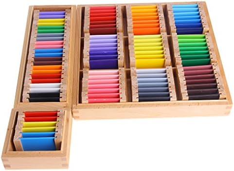 Ocesky Montessori Sensorial Material Learning Color Tablet Box 1/2/3 Wood Preschool Toy (2.14inch)