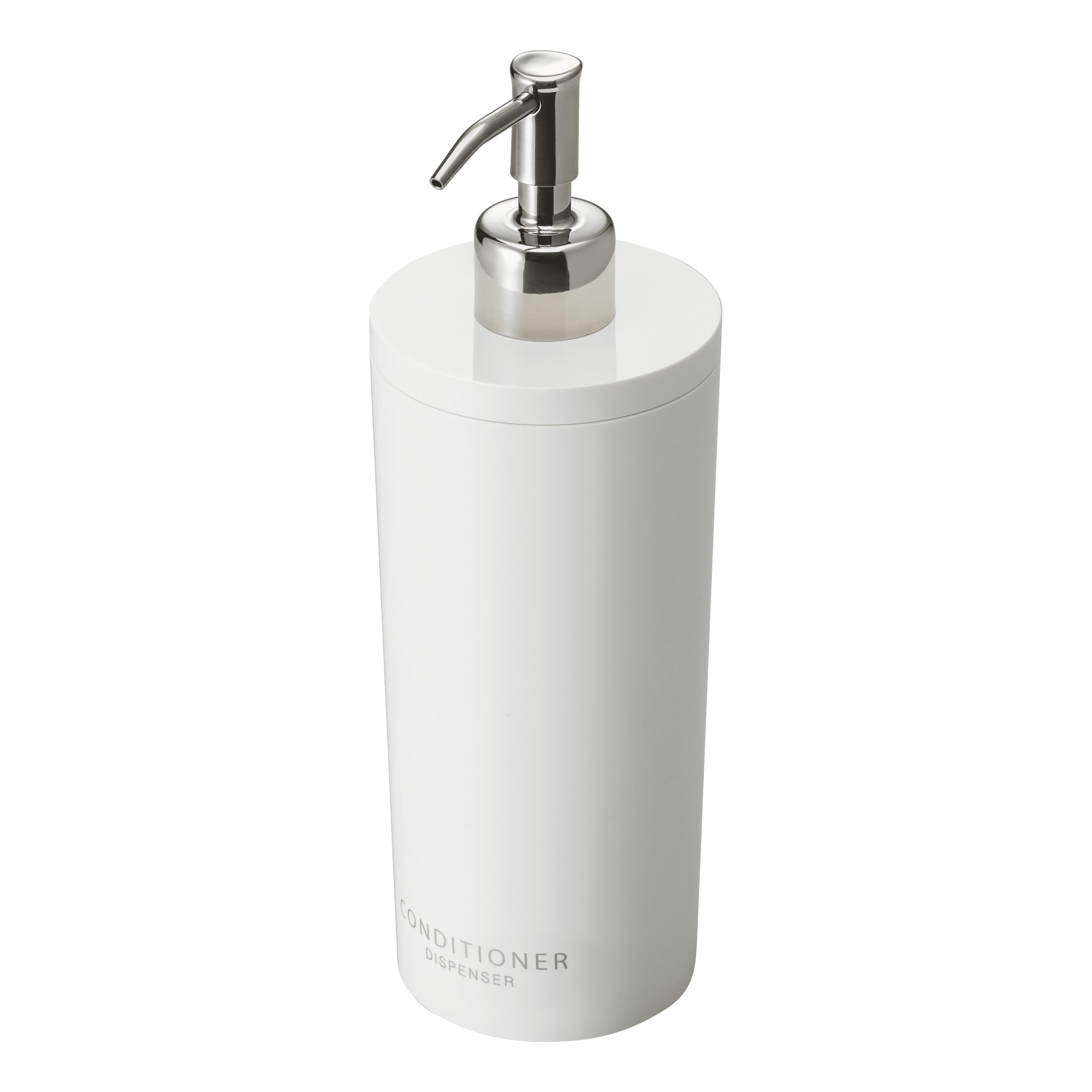 YAMAZAKI Home Shower Dispenser-Contemporary Bottle Pump | ABS Plastic, Acrylonitrile Butadiene Styrene Resin Stainless Steel, White, Round