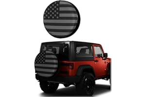 KHGUZ Spare Tire Cover for RV Trailer, American Flag Waterproof Leather Vehicle Wheel Protector, Dustproof Camper Sparing Tire Protection Fit for Wrangler SUV, Truck, Travel Trailer (17 Inches)