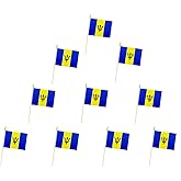 10 Pack Barbados Flags - BB Handheld Flag- 5x8 in,Barbados Mini Flag. Suitable For Party Decorations, Store Displays, Bar Decorations And National Day Parades.