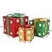 Sunnyglade Set of 3 Christmas Lighted Gift Boxes with Bows Present Boxes for Christmas, Weddings Yard Home Holiday Art Decorations (Red Green and Yellow)