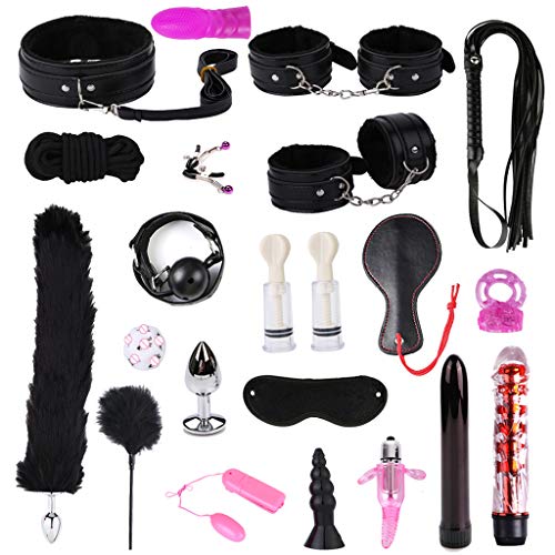 Mwergkou Bondageromance Kit for Couples Leather Suit, Sxx Games Toys For Couple Kits Adult Fun 21PCS