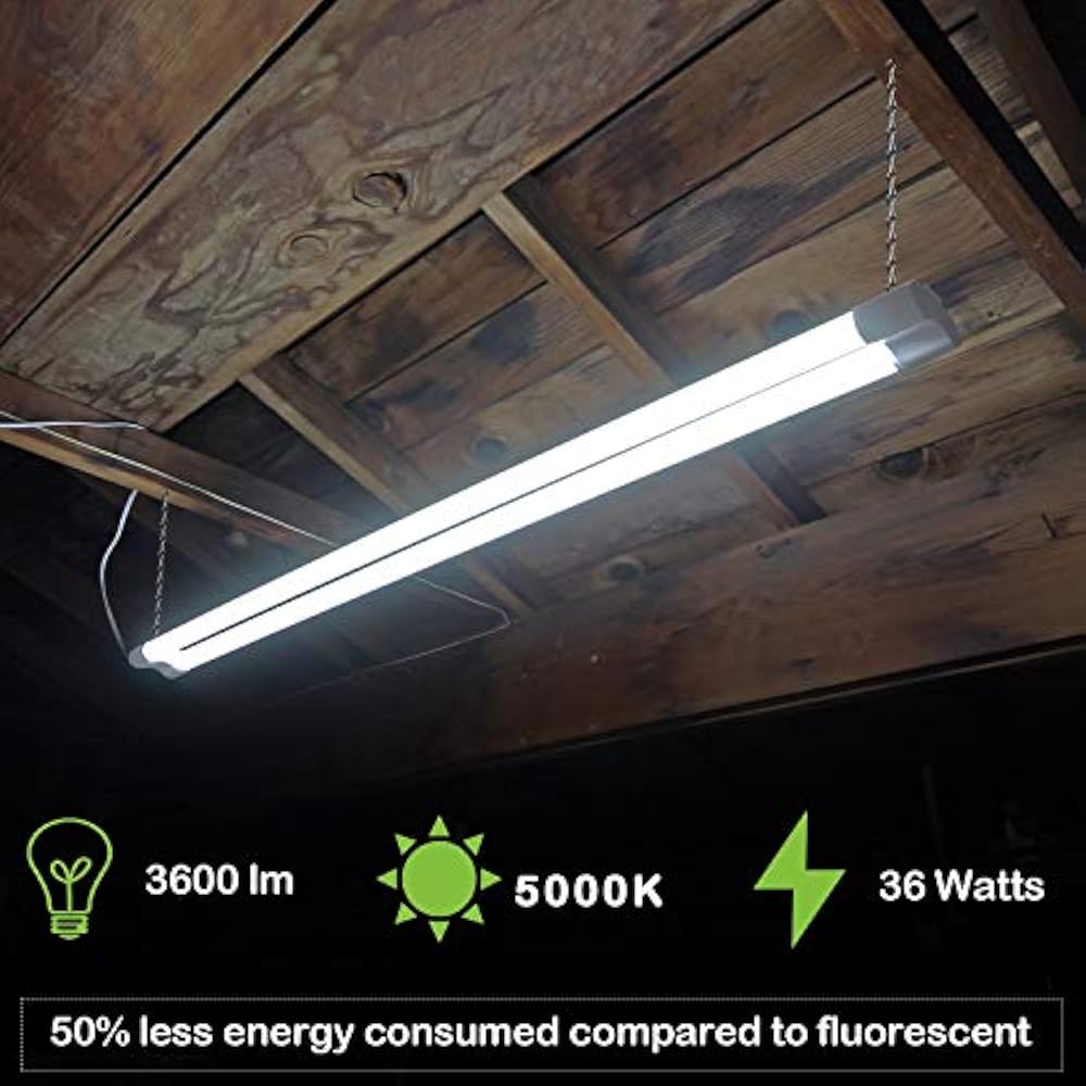 4FT 36W Linkable LED Shop Light With Cord, 4000lm Hanging FlushMount Garage 64w eBay