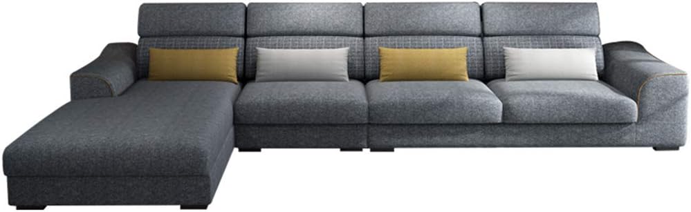 SUCHEN Modern Minimalist Cotton Linen L-Shaped Sofa Living Room Furniture (Dark Grey)