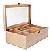 ALG Collections Tea Storage Box with 8 Adjustable Compartments and Glass Lid, 12 x 7 x 4–Inches (Natural Wood)