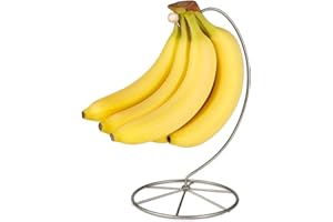 Homeries Banana Holder Modern Rack Hanger Tree Stand Hook for Kitchen Countertop. Satin Nickel Banana Holder Keeper Stand (Satin Nickel New)