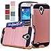 Galaxy S4 Case, AnoKe [Credit Card Slots Holder][Not Wallet] Hard Silicone Rubber Hybrid Armor Shockproof Protective Holster Cover Case For Samsung Galaxy S4 - KLS Rose Gold