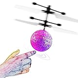 Flying Ball, YKS Children Flying Toys, RC infrared Induction Helicopter Ball Built-in Shinning Color Changing LED Lighting for Kids, Teenagers (White)