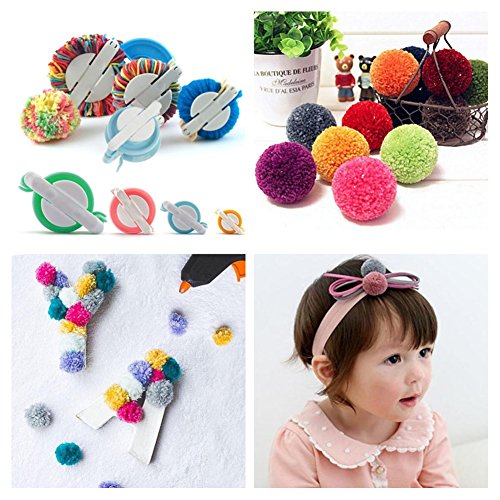 Pom-pom Maker,ZWZCYZ 4 Different Sizes Pompom Maker Fluff Ball Weaver Needle Craft DIY Wool Knitting Craft Knitting Wool Tool Kit with Thread Cutter Scissors 5 Pieces - Thumbnail 5