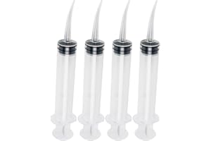 CARESHINE 4pcs Disposable Dental Irrigation Syringe with Curved Tip 12CC (USPS)