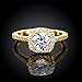 Naivo Gold Plated Crystal Stone Halo Setting Pave Band Engagement Ring Women's (1.90 carats)