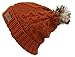 ANGELA & WILLIAM Women's Faux Fur Pompom Fleece Lined Knitted Slouchy Beanie Hat - Rust