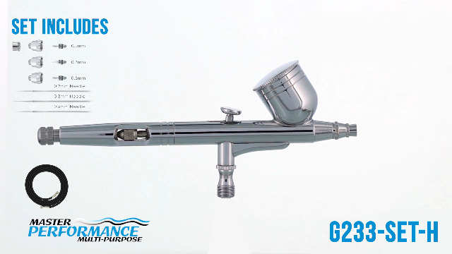 Master Airbrush Master Performance G233 Pro Set with 3 Nozzle Sets (0.2