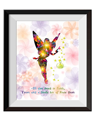 Uhomate-Princesss-Tinkerbell-Peter-Pan-Never-Grow-Up-Home-Canvas-Prints-Wall-Art-Inspirational-Quotes-Wall-Decor-Living-Room-Bedroom-Bathroom-Artwork-C015-5X7