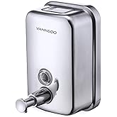 VANNSOO Commercial Soap Dispenser Wall Mount Stainless Steel Manual Liquid Pump Rust-Proof Leak Free for Bathroom (17 fl oz / 500ml)