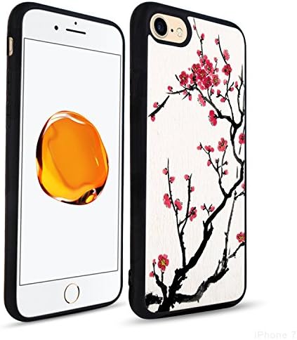 iPhone 7 Case iPhone 8 case,Flexible Soft TPU Cover Shell,Slim Silicone Black Rubber Non-Slip Durable Design Protective Phone Case for iPhone 7 8 -Blossom Tree