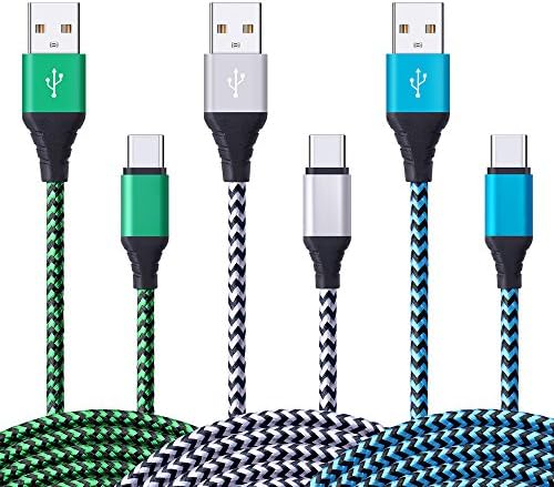 Type C Cable, Sicodo 3-Pack 6FT Nylon Braided USB C Charger Cable for Samsung Galaxy S8, MacBook, Google Pixel XL, LG G6 G5 V20, Nexus 6P 5X, HTC 10, Oneplus 2, ChromeBook and More USB C Devices