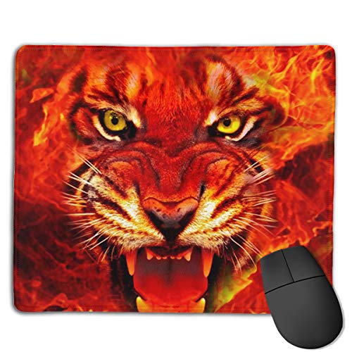 Non-Slip Rubber Base Mousepad for Laptop Computer PC Personality Desings Gaming Mouse Pad Mat (Ferocious Fire Tiger Pattern, 8.66 X 7.08 Inch)