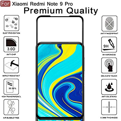 CELLBUZZ® Full Edge To Edge For Xiaomi Note 9 Pro/Note 9 Pro Max Tempered Glass Full Glue Screen Protector With Full Ins