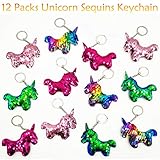Unicorn Party Favors - Magic Reversible Mermaid Sequin Unicorn Keychains Birthday Party Supplies Christmas Decoration for Kids Girls (Unicorn Sequins Keychain-12 Packs)