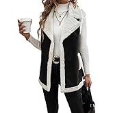 Mywinway Sherpa Vest Womens Fall Winter Faux Fur Suede Leather Vest Jacket Sleeveless Lambswool Fur Warm Coat