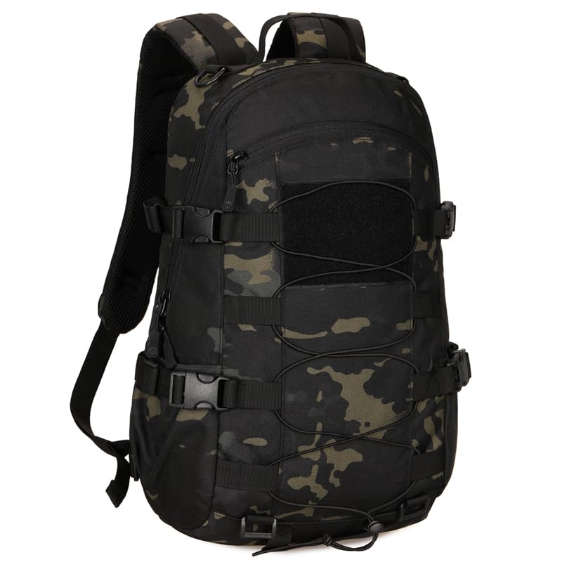 YFNT Tactical Backpack Molle School Bag Military School Bag Daypack Waterproof Backpack Trekking Backpack for Outdoor Sports Fitness Hiking, Night Camouflage #3, M