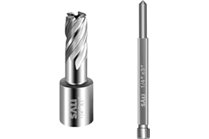 SALI Annular Cutter Diameter 1/2 Inch with Weldon Shank 3/4" (with 2 Flats) Cutting Depth 1" Mag Drill Bit for Magnetic Drill Press HSS Fully Ground Drill with One 1/4"*3" Pilot Pin