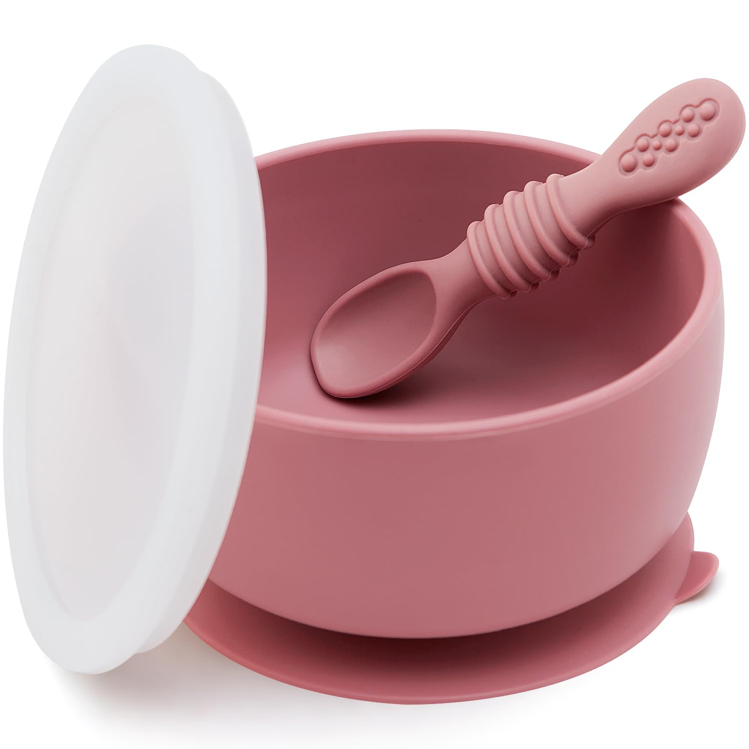 Photo 1 of SAMiGO Silicone Baby Bowl and Spoon Set with Suction and Lid, First Stage Self Feeding Essentials, Food Bowl for 6+ Months