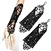 Hhdress Women's Elbow Lace Satin Gloves Fingers Fingerless Glove for Wedding Formal Party