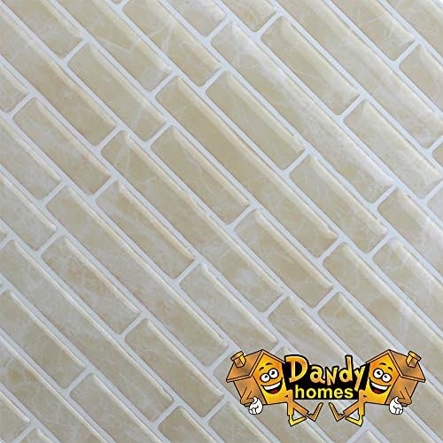 Peel and Stick Self-Adhesive Backsplash Stick-on Vinyl Wall Tiles for Kitchen and Bathroom By Dandy Homes (Light Beige, 6 pack)