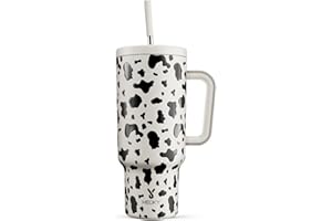 Meoky Tumbler with Straw and Lid for Car: Insulated 40oz Tumbler with Handle - Keeps Cold for 34 Hours - Stainless Steel Wate