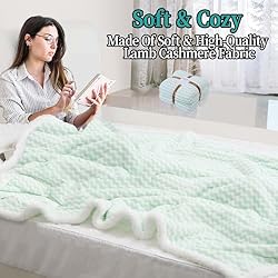 GCQC Sherpa Fleece Blanket, Checkered Grid Warmer
