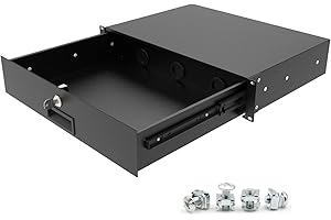 HQYing 2U Rack Mount Drawer for 19-Inch Network/AV/DJ Equipments Cabinet or Server Rack with Lock and Key,12.6 Inch Deep (2U12.6In)
