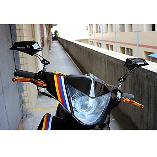 E Support™ Black Universal Motorcycle Motorbike Bike 8mm 10mm Rear View Side Mirror Scooter ATV