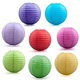 OpenPty 8 Pieces Assorted Color Chinese Paper Lantern, 8 Inches In Diameter