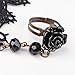 Fashewelry Gothic Victorian Lace Bracelet Rose Vampire Vintage Handmade Wedding Bridal Bracelet Ring Set for Festival Holiday Party Dress Up (Black)