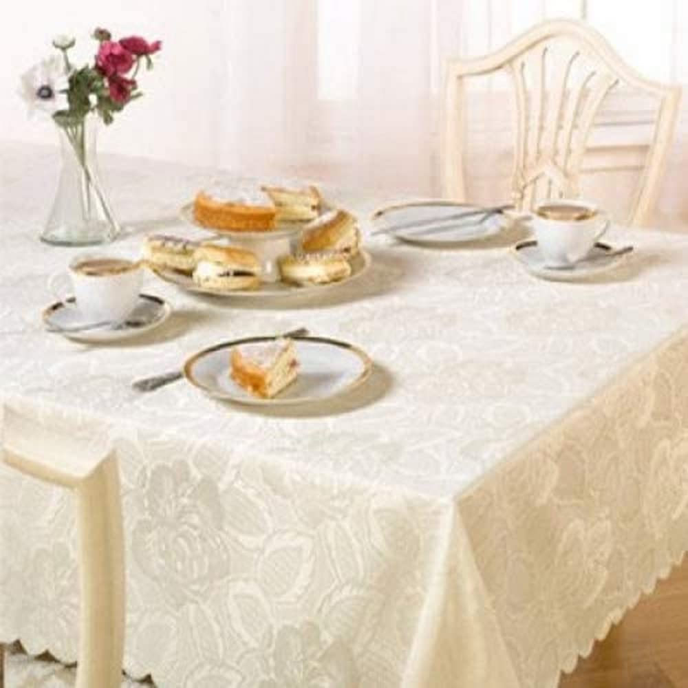 Emma Barclay Damask Rose - Jacquard Table Cloth in Cream - 50 x 70 (127x178cm)
