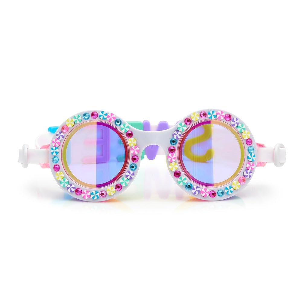 Bling2O Kids Swimming Goggles 100% Silicone Anti Fog UV Protection +6Yrs - Rainbow Ribbons Brights Stripes