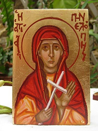 Made to order- Saint Penelope religious hand painted mini icon eggtempera on wood