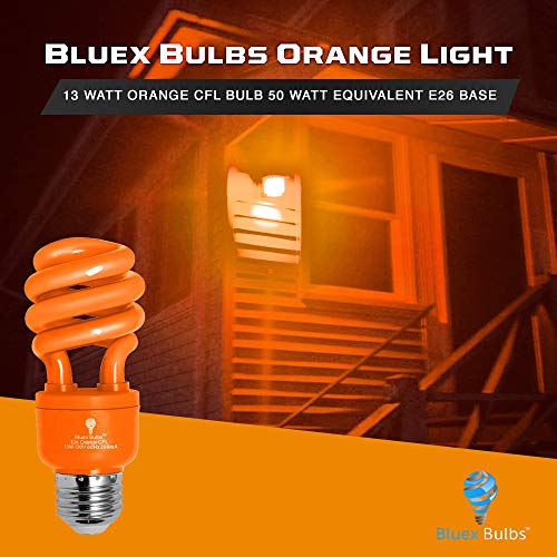 4 Pack BlueX CFL Orange Light Bulb 13W 50Watt Equivalent E26