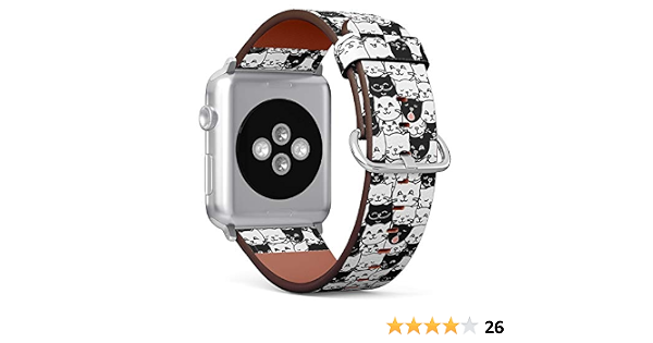 Amazon.com: Correa de cuero con diseño de caras de gato para Apple Watch  Series 4/3/2/1 gen, repuesto para iWatch de 1.496 in / 1.575 in : Celulares  y Accesorios