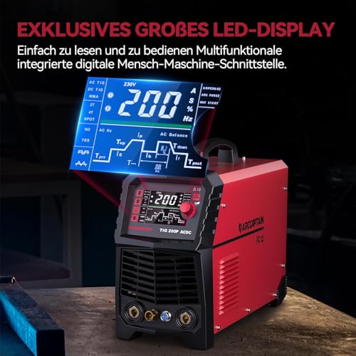 ARCCAPTAIN TIG Welding Machine 200Amp AC/DC with Pulse Function 230V, 99% DARCH ARC Patent Welding Aluminum, MMA, IGBT