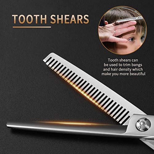 ELEHOT Hair Scissors Professional Barber Cutting Scissors Kit Stainless Steel Scissors/Shears 6 inch (17cm) with Black Storage Case (large) - Thumbnail 3