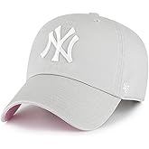 '47 New York Yankees Ballpark Clean Up Dad Hat Baseball Cap - Gray, Light Grey, White, Pink