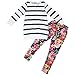 Jastore Kids Girls Clothing Sets Long Sleeve Stripe Shirt+Floral Pants Outfits (6-7 Years)