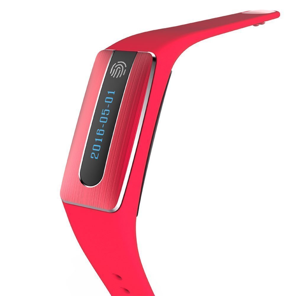 SinoPro Bluetooth Fitness Tracker Smart Bracelet Wristband with NFC Heart Rate Sleep Monitor Pedometer Activity Tracker Call Reminder Remote Capture Functions for iPhone and Android Smartphones (Red)