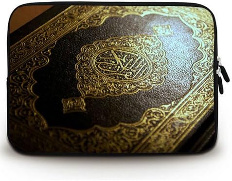 HUADO New Style arabic islam calligraphy quran macro holy book Laptop Sleeve Portable Laptop Carrying Bag Twin Sides Patterns Waterproof Canvas Fabric Case for 17 17.3 Inch Laptop