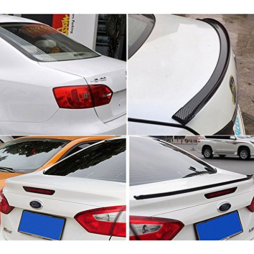 COOLÂ·CAR 4.9ft (150cm) Universal Black Carbon Fiber Trunk Spoiler Lip Kit Car Rear Spoiler Exterior Rear Spoiler Kit Universal Fits for Most Cars Punch-Free Installation (Carbon Black long150cm)