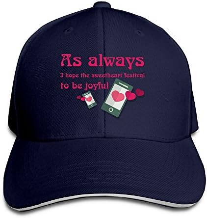 YUW CAP As Always,Sweetheart To Be Joyful! Men's Sandwich Bill Cap Adjustable Sandwich Peaked Cap