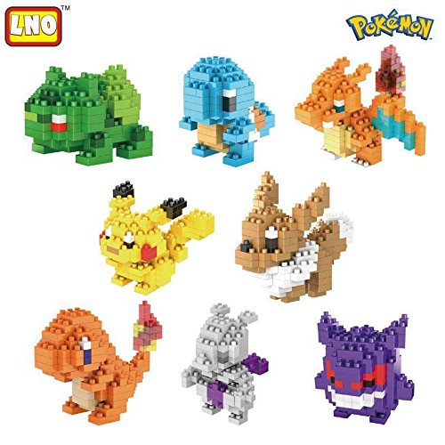 LNO Nano Block Pokemon Pocket Monster Snorlax Diamond Mini Building Toys 8pcs